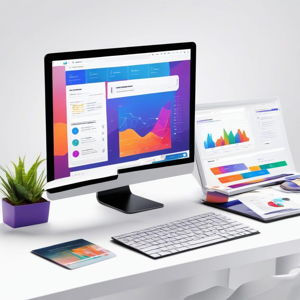 A dynamic digital workspace showcasing Tipplo's diverse services: a sleek website design interface on one screen, SEO analytics with graphs and charts on another, and a creative brainstorming session with diverse team members. Bright colors, modern and minimalist with a hint of futuristic elements. super-realistic. vibrant colors. white background.